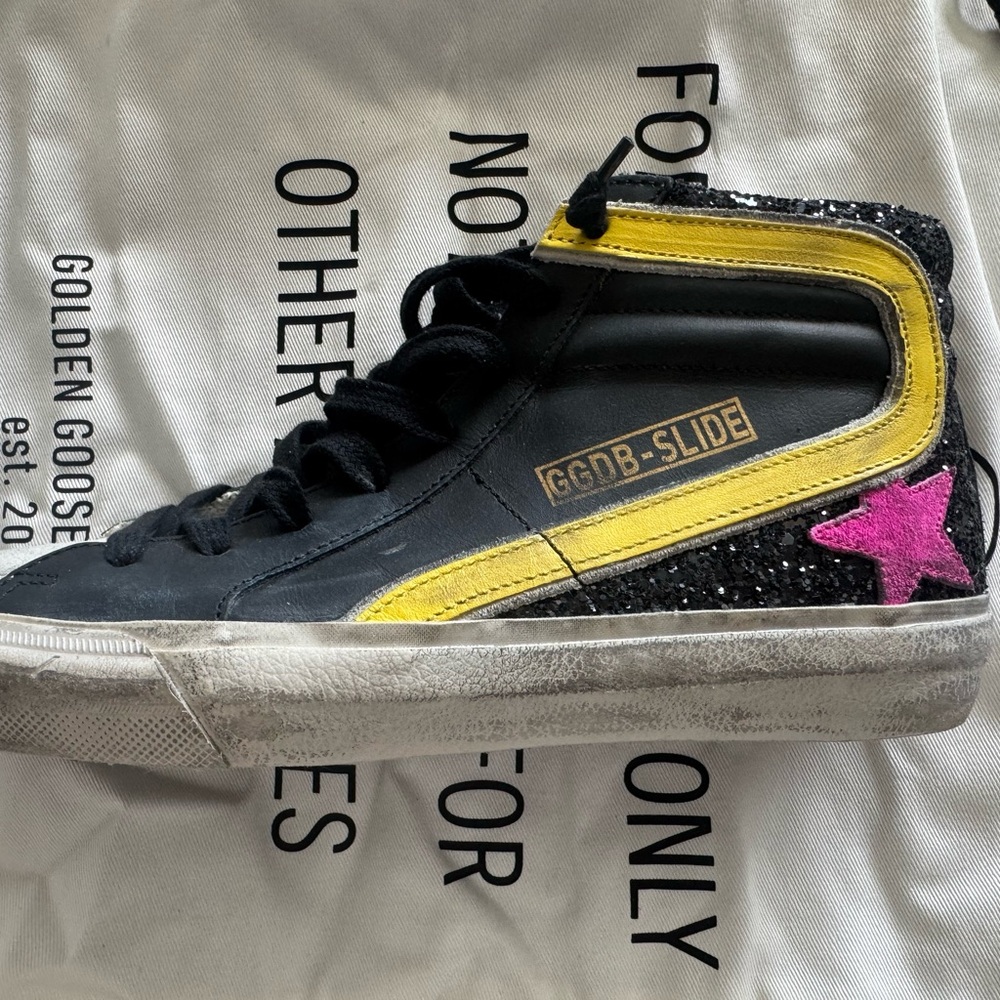 Golden Goose Black and Silver High-Top Sneakers